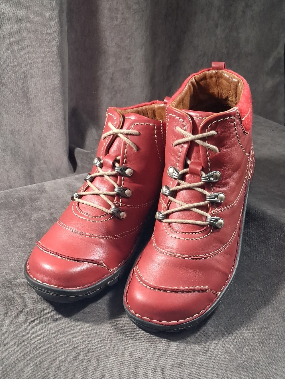 Josef Seibel "Laney" Red Leather Hiker Lace Up Ankle Boots VG- EU 41 US 9.5
